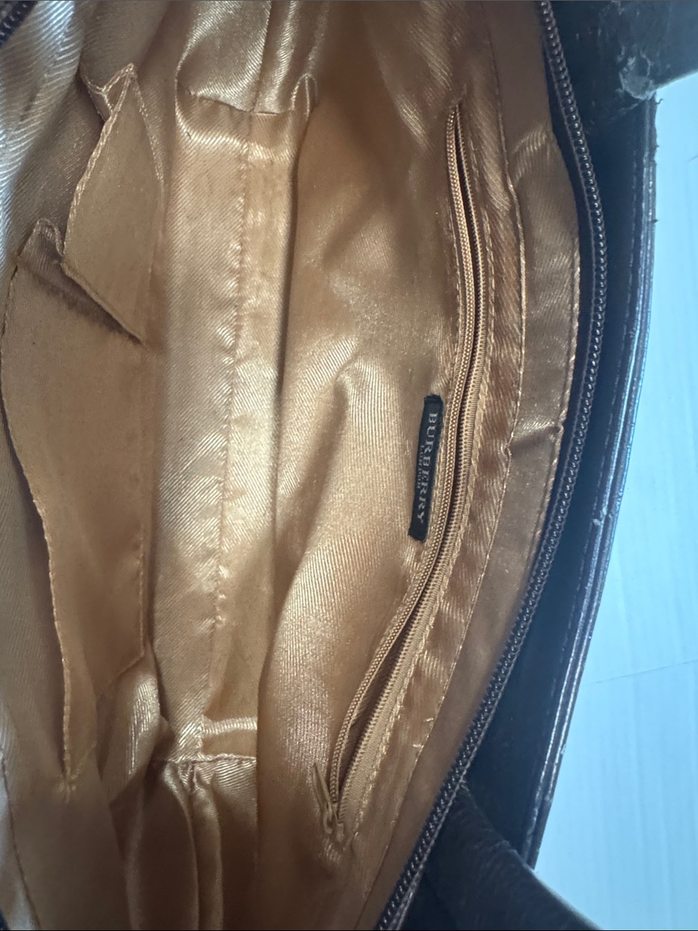 Burberry Beige Check Canvas Tote with Dark Brown Trim - Picture 3 of 10